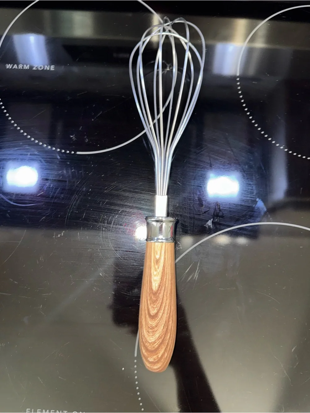 Rae Dunn Stainless Steel Whisk with Wood-Tone Handle